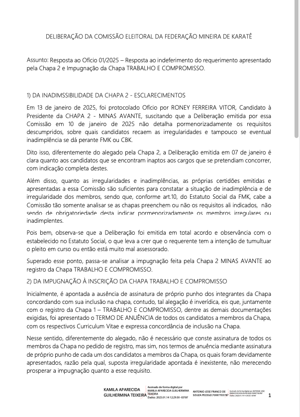 Retificação em face de erro material, conforme determinado pela comissão eleitoral.